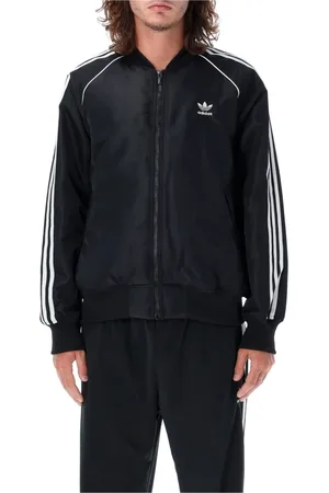 adidas Homme, Sweatshirts et sweats à capuche, Noir, Taille: M Bomber Noir avec Rayures Iconiques