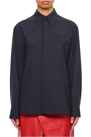 Bottega Veneta Femme, Blouses et Chemises, Bleu, Taille: 38 FR Chemise Col Bleu, Style Intemporel