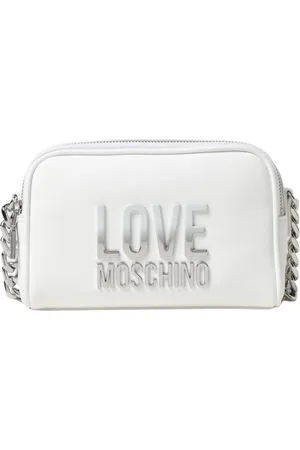 Moschino Femme, Sacs, Blanc, Taille: ONE Size Pochette Argent Logo Design Élégant