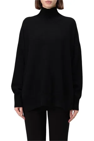 Roberto Collina Femme, Pulls, Noir, Taille: 36 FR Pull Noir en Cachemire à Col Haut