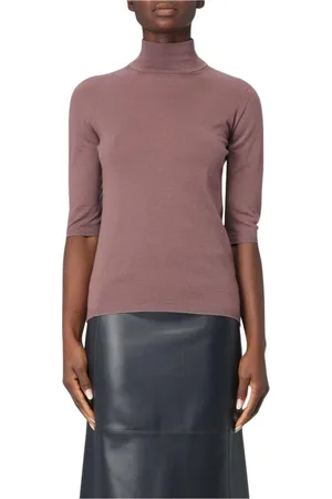 Max Mara Femme, Pulls, Violet, Taille: 40 FR Pull noir en cachemire à col montant
