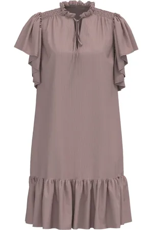 Co`Couture Femme, Robes, Rose, Taille: 40 FR Robe à volants avec décolleté en V en vieux rose