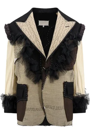 Maison Margiela Femme, Vestes, Noir, Taille: 38 FR Blazer en Laine et Mohair Noir avec Tulle