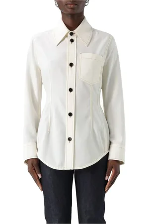 Bottega Veneta Femme, Blouses et Chemises, Blanc, Taille: 42 FR Chemise Blanche Ajustée à Boutons