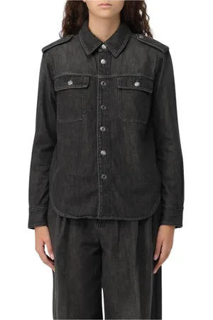 Michael Kors Femme, Blouses et Chemises, Noir, Taille: 36 FR Chemise en Denim Noir Coupe Décontractée