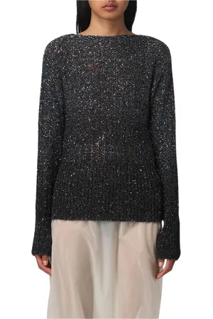 Maison Margiela Femme, Pulls, Bleu, Taille: 40 FR Pull à col bateau bleu à sequins