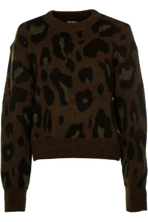 Carhartt Femme, Pulls, Brun, Taille: 36 FR Pull en maille à motif animalier