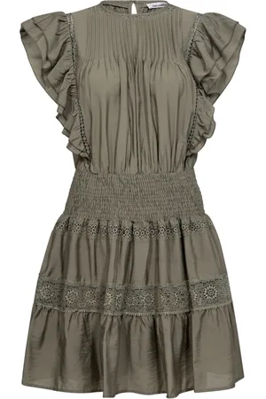 Co`Couture Femme, Robes, Vert, Taille: 42 FR Robe à Volants et Dentelle