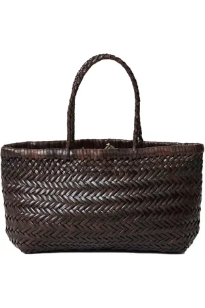 Dragon Diffusion Femme, Sacs, Brun, Taille: ONE Size Sac à main en cuir marron avec médaille de Saint-Christophe