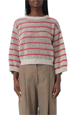 Brunello Cucinelli Femme, Pulls, Multicolore, Taille: 40 FR Pull Blanc Tricoté
