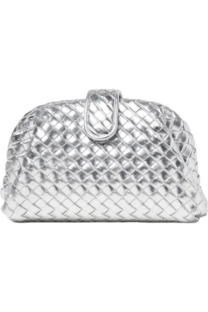 Bottega Veneta Femme, Sacs, Gris, Taille: ONE Size Mini Pochette Tissée Argent
