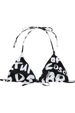 Dsquared2 Femme, Maillots de bain, Noir, Taille: 42 FR Logo Print Maillot de Bain Bikini Triangle