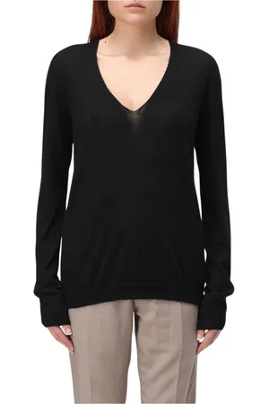 Rick Owens Femme, Pulls, Noir, Taille: 42 FR Pull en cachemire noir à col en V