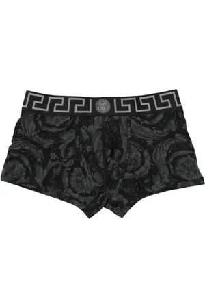 VERSACE Homme, Sous-vêtements, Noir, Taille: XL Boxers Greca Print