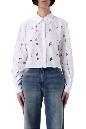 Msgm Femme, Blouses et Chemises, Blanc, Taille: 36 FR Chemise Blanche avec Découpes Fleurs Femme
