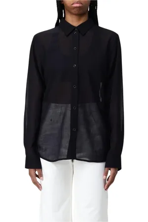 Helmut Lang Femme, Blouses et Chemises, Noir, Taille: 38 FR Chemisier en Soie Noir Design Élégant