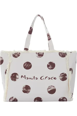Manila Grace Femme, Sacs, Blanc, Taille: ONE Size Ensemble Sac de Plage avec Design Artistique