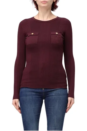 Elisabetta Franchi Femme, Pulls, Rouge, Taille: 40 FR Pull à côtes rouge