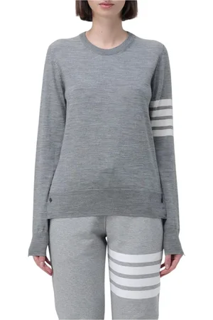 Thom Browne Femme, Pulls, Gris, Taille: 36 FR Pull Gris en Tricot Câblé