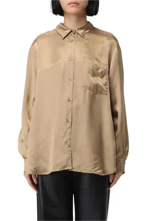 Aspesi Femme, Blouses et Chemises, Jaune, Taille: 40 FR Chemisier en satin doré femme