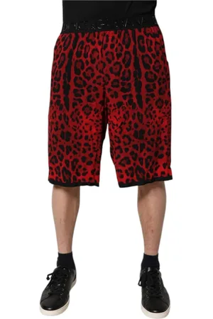Dolce & Gabbana Homme, Shorts, Rouge, Taille: M Shorts Bermuda Imprimé Léopard Rouge