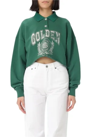 Golden Goose Femme, Tops, Vert, Taille: 36 FR Pull Polo Vert avec Graphique de Basket
