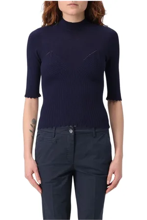 Twin-Set Femme, Pulls, Bleu, Taille: 44 FR Haut Tricot Côtelé Bleu