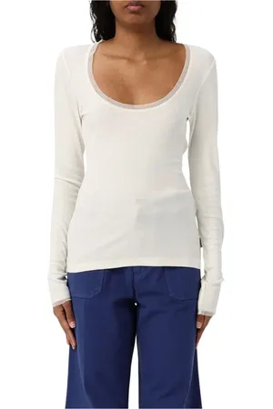 REMAIN Birger Christensen Femme, Tops, Blanc, Taille: 38 FR Pull Blanc Côtelé