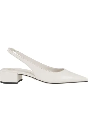 GIAMPAOLO VIOZZI Femme, Chaussures, Blanc, Taille: 40 EU Beurre Cuir Slingback Talon Carré Chaussures