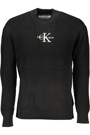 Calvin Klein Homme, Pulls, Noir, Taille: L Pull élégant en coton avec détails contrastés