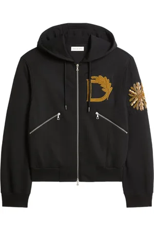 DRIES VAN NOTEN Homme, Sweatshirts et sweats à capuche, Noir, Taille: L Sweat à Capuche Noir avec Fermeture Éclair et Poches