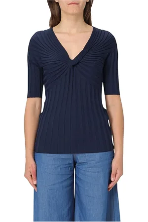 Liu Jo Femme, Pulls, Bleu, Taille: 42 FR Pull en Tricot Bleu avec Détails Côtelés