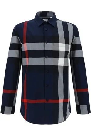 Burberry Homme, Chemises, Multicolore, Taille: XL Chemise en Coton à Carreaux avec Fermeture à Boutons