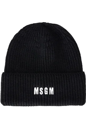 Msgm Homme, Accessoires, Noir, Taille: ONE Size Bonnet noir en mélange de laine Impact