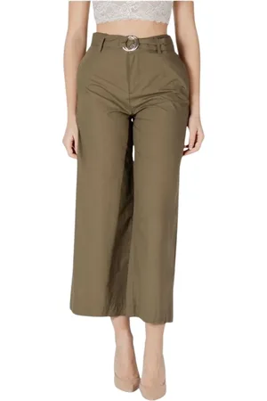 Liu Jo Femme, Pantalons, Vert, Taille: W33 Pantalon Palazzo Court avec Ceinture