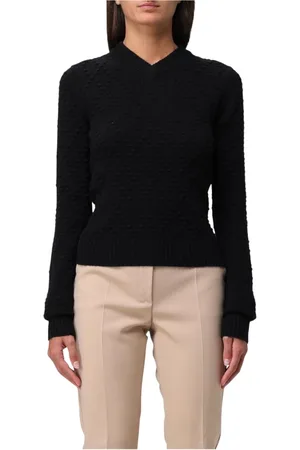 Sportmax Femme, Pulls, Noir, Taille: 38 FR Pull noir en laine mérinos à col en V