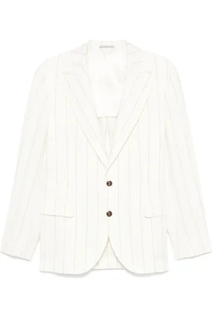 Brunello Cucinelli Homme, Vestes, , Taille: 2XL Veste Blanche à Boutons avec Poches