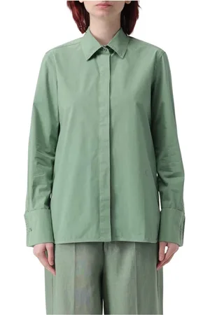 Max Mara Femme, Blouses et Chemises, Vert, Taille: 36 FR Chemise en coton rose, Élégante et Confortable
