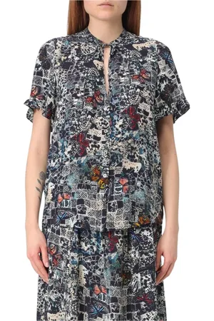 Zadig & Voltaire Femme, Blouses et Chemises, Multicolore, Taille: 38 FR Chemisier en Soie à Imprimé Papillon