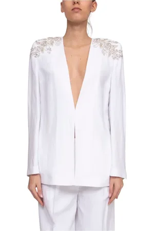 Blugirl Femme, Vestes, Blanc, Taille: 34 FR Veste Surdimensionnée Chalk Patch Style Femme