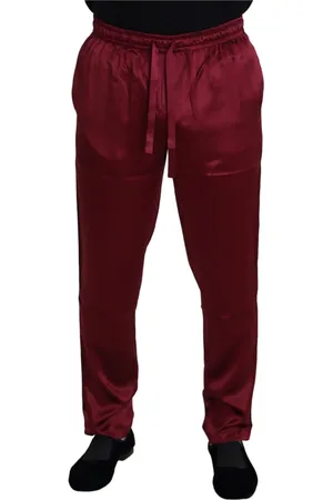 Dolce & Gabbana Homme, Pantalons, Rouge, Taille: M Pantalon de salon en soie à Bordeaux