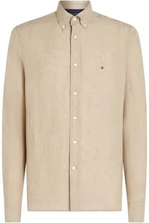 Tommy Hilfiger Homme, Chemises, , Taille: 2XL Chemise en Lin à Boutons Sable
