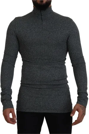 Dolce & Gabbana Homme, Pulls, Gris, Taille: M Pull à Logo Gris Foncé