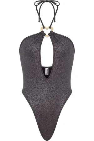 Moschino Femme, Maillots de bain, Noir, Taille: 40 FR Maillot de Bain Cœur Pailleté avec Lacets
