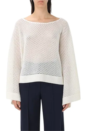 Allude Femme, Pulls, Blanc, Taille: 36 FR Pull en Tricot de Cachemire