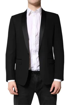 Dolce & Gabbana Homme, Costumes, Noir, Taille: S Blazer Slim Fit en Mélange de Soie de Luxe