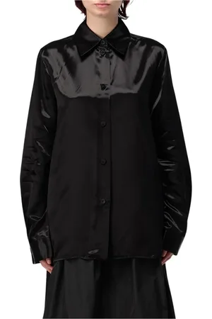 Jil Sander Femme, Blouses et Chemises, Noir, Taille: 36 FR Chemise en Satin Noir, Élégante et Polyvalente