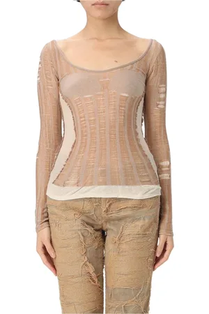 Diesel Femme, Pulls, Brun, Taille: 40 FR Haut sans Manches en Tricot Côtelé Marron