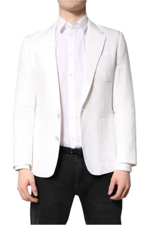 Dolce & Gabbana Homme, Costumes, Blanc, Taille: M Blazer Blanc à Boutonnière Simple Doublure en Coton