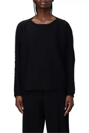 Issey Miyake Femme, Pulls, Noir, Taille: 40 FR Pull à Fermeture Éclair Blanc